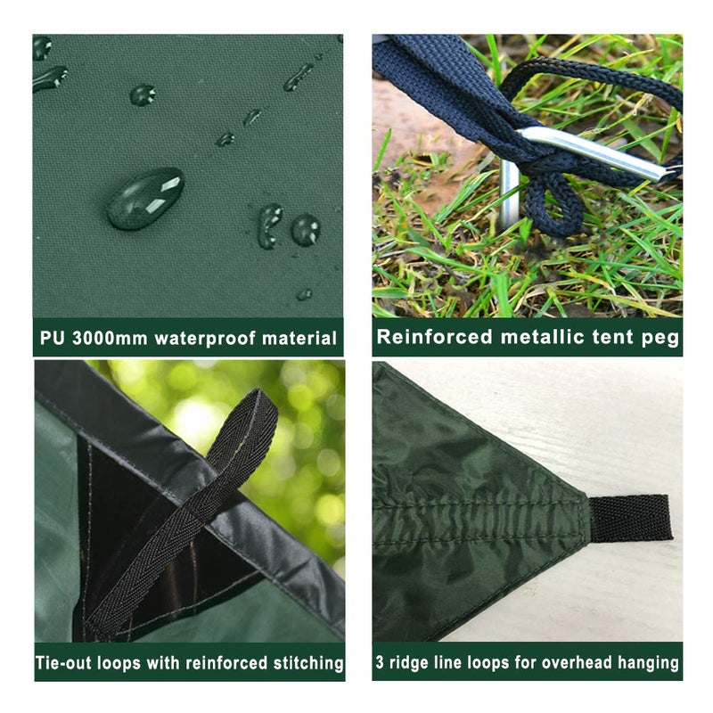 KALINCO Waterproof Camping Tarp Tent Hammock Rain Fly, 10X10FT/10X15FT, Mutifunctional Tent Footprint Lightweight Tarp for Camping, Hiking and Survival Shelter - Image 3